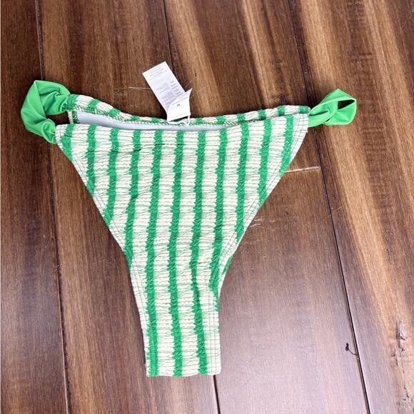 NWOT Bottom size M Cupshe Fresh Squeezed Striped Bikini bottom Green & White - Picture 6 of 11